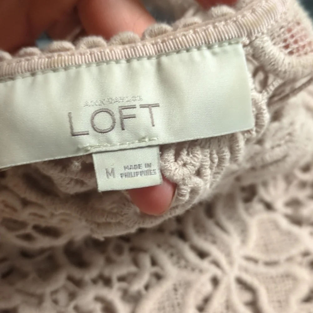 LOFT Blush Pink Cotton Crocheted Sleeveless Top - Picture 3 of 4